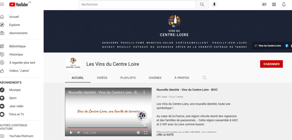 Youtube Vins Centre-Loire